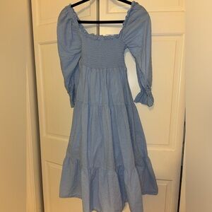 Midi Blue Long Sleeve Dress